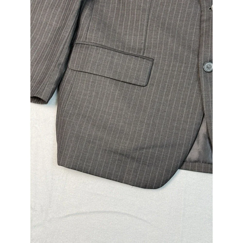 Tasso Elba Mens Black Striped Sport Coat Suit Jacket Blazer Size‎ S42 - 90% Wool